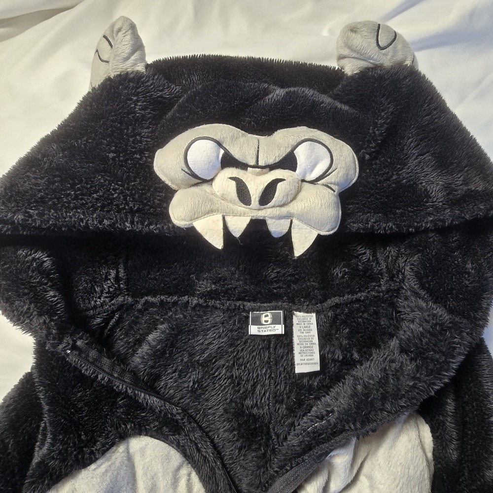 Gorilla One Piece Costume Union Suit Faux Fur Hooded Adult XL Worn 1 Time - Picture 4 of 8